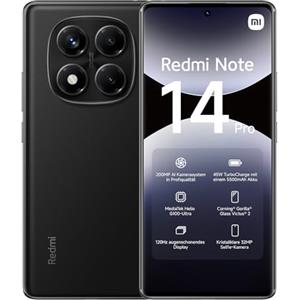 Xiaomi Smartphone Xiaomi Redmi Note 14 Pro, 8+256GB, fotocamera AI da 200MP, batteria da 5500mAh, fotocamera selfie da 32MP, funzionalità AI (caricabatterie non incluso), Nero