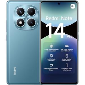 Xiaomi Smartphone Xiaomi Redmi Note 14 Pro, 8+256GB, fotocamera AI di livello professionale da 200MP, batteria da 5500mAh, fotocamera selfie da 32MP, funzionalità AI (caricabatterie non incluso), Blu