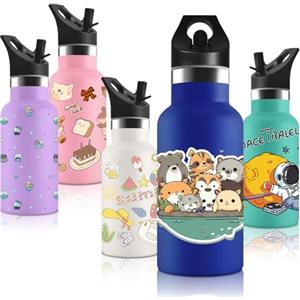 Vikastar Vikaster Borraccia Termica con Cannuccia, Borraccia Termica Bambini in Acciaio Inox Senza BPA, 350ml, 12H Caldo/24 Freddo, Adatto a Ragazzo, Ragazza, Scuola, Parco Giochi, Parco Divertimenti