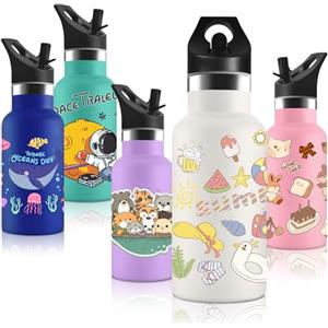Vikastar Vikaster Borraccia Termica con Cannuccia, Borraccia Termica Bambini in Acciaio Inox, 350ml, 12H Caldo/24 Freddo, Senza BPA, Adatto a Ragazzo, Ragazza, Scuola, Parco Giochi, Parco Divertimenti