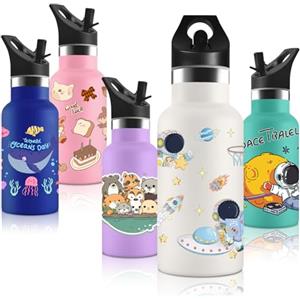 Vikastar Vikaster Borraccia Termica con Cannuccia, Borraccia Termica Bambini in Acciaio Inox 350ml, Senza BPA, 12H Caldo/24 Freddo, Adatto a Ragazzo, Ragazza, Scuola, Parco Giochi, Parco Divertimenti