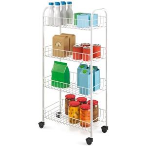 PALUPLUS Carrello Salvaspazio Portaoggetti a 4 Ripiani, Misura 36x27x86 cm, Scaffale Multiuso con 4 Ruote Girevoli a 360°, per Bagno, Cucina, Lavanderia e Ufficio -6120F (Bianco)