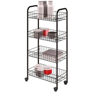 PALUPLUS Carrello Salvaspazio Portaoggetti a 4 Ripiani, Misura 36x27x86 cm, Scaffale Multiuso con 4 Ruote Girevoli a 360°, per Bagno, Cucina, Lavanderia e Ufficio -6120F (Nero)