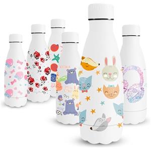 Vikaster Borraccia in Acciaio Inossidabile, Borraccia da 350ml Borraccia Termica, Stampa 3D Bottiglia Termica per Bambini, Borraccia Senza BPA, a Prova di Perdite, Scuola, Sport, Campeggio