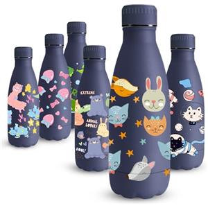 Vikaster Borraccia in Acciaio Inossidabile, Borraccia da 350ml Borraccia Termica, Stampa 3D Bottiglia Termica per Bambini, Borraccia Senza BPA, a Prova di Perdite, Scuola, Sport, Campeggio