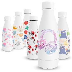 Vikaster Borraccia in Acciaio Inossidabile, Borraccia da 350ml Borraccia Termica, Stampa 3D Bottiglia Termica per Bambini, Borraccia Senza BPA, a Prova di Perdite, Scuola, Sport, Campeggio