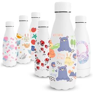 Vikaster Borraccia in Acciaio Inossidabile, Borraccia da 350ml Borraccia Termica, Stampa 3D Bottiglia Termica per Bambini, Borraccia Senza BPA, a Prova di Perdite, Scuola, Sport, Campeggio
