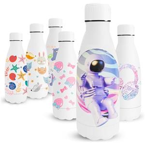 Vikaster Borraccia in Acciaio Inossidabile, Borraccia da 350ml Borraccia Termica, Stampa 3D Bottiglia Termica per Bambini, Borraccia Senza BPA, a Prova di Perdite, Scuola, Sport, Campeggio