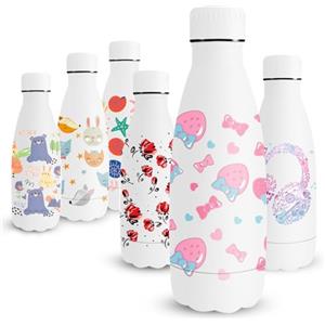 Vikaster Borraccia in Acciaio Inossidabile, Borraccia da 350ml Borraccia Termica, Stampa 3D Bottiglia Termica per Bambini, Borraccia Senza BPA, a Prova di Perdite, Scuola, Sport, Campeggio