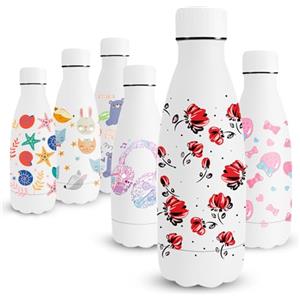 Vikaster Borraccia in Acciaio Inossidabile, Borraccia da 350ml Borraccia Termica, Stampa 3D Bottiglia Termica per Bambini, Borraccia Senza BPA, a Prova di Perdite, Scuola, Sport, Campeggio