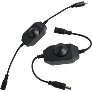 Yewseas 2 Pezzi DC 12V-24V 3A Dimmer LED per Striscia LED, Controller Rotativo PWM con Jack, Regolatore di Luminosità per Strisce, Interruttore Oscuratore in Linea, Nero, Facile Installazione e Utilizzo