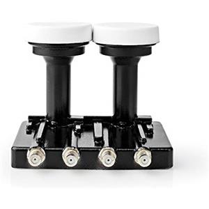 NEDIS LNB - Quad Monoblock 4.3 ° - Connessione d'uscita: 4x connettore a F. - frequenza di cifre del rumore: 0.85 dB - Guadagno di conversione: 52-67 dB - Bianco - Adatto per: Astra1+ / Astra3