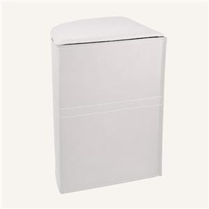 LIMAC Design SIMON portabiancheria in cuoio con sacca interna in cotone, cesta porta biancheria moderno, completo di coperchio in cuoio, ideale per angoli, prodotto in Italia. (Bianco)