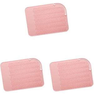 Geardeangloow Set di 3 tappetini di sicurezza in silicone resistente al calore, per piastra capelli, rosa