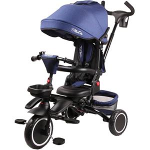 Mondial Toys Triciclo Passeggino Evolutivo 6 in 1 Pieghevole con Maniglione, Sedile Ruotabile 360°, Schienale Reclinabile, Cappottina, Ruote EVA, Cintura 5 Punti, 1-5 Anni, 25 kg