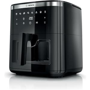 Bosch Serie 6 Friggitrice ad Aria MAF671B0, Capacità 7,2 L, 7 Programmi Preimpostati, Finestra sul Cestello Illuminata, Cottura Fino al 65%* Più Veloce, Nero