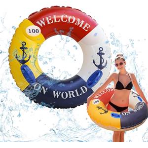 SilverChry Anello da Nuoto, SilverChry Salvagente Galleggiante, Galleggiante Anello da Nuoto, Vintage a Righe Ciambella Salvagente Gonfiabile, Swimming Ring