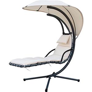 Gardenia Amaca Poltrona Sdraio Sospesa a Dondolo con Parasole Kelly Beige