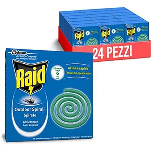 Raid Spirali Antizanzare, Formato Scorta 24 Confezioni Da 10 Spirali Ciascuna [240 spirali]