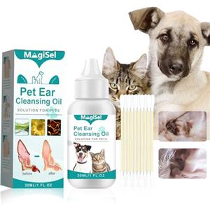 MagiSel Olio Anti Acari Dell'Orecchio Gatti, Pulizia Orecchie Cane, Gocce Orecchie Cani, Ontro Acari Dell'Orecchio, Infiammazioni, Rogna Dell'Orecchio & Prurito - Prodotti Contro Acari del Gatto 30ml