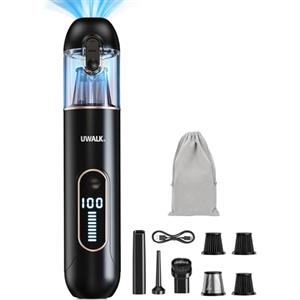 UWALK Aspirapolvere Portatile Senza Fili Aspirabriciole: 19000Pa Aspiratore 7500mAh Batteria - Mini Potente Aspirapolvere per Auto con 3 Filtri - USB Ricaricabile Aspiratore per Auto Peli Animali Casa Letto