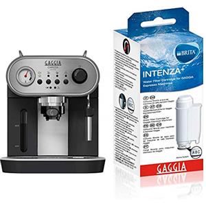 Gaggia ri8525/01 carezza deluxe macchina da caffè espresso manuale, per macinato e cialde, grigio/nero & 21001419 filtro brita intenza