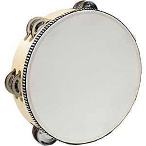 Geardeangloow Tamburelli palmari in legno a percussione in metallo per feste in chiesa adulti 20 cm, legno, 20,3 cm