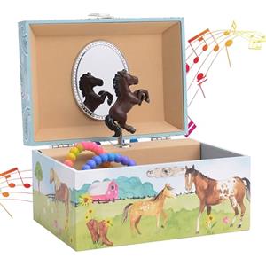 Jewelkeeper - Portagioie Musicale per Bambine con Cavallo Danzante, Design a Stalla e Melodia Home on the Range - Carillon con Spazio per Gioielli e Ricordi