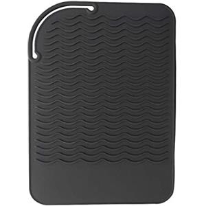 Geardeangloow Tappetino in silicone resistente al calore per piastra per capelli, nero