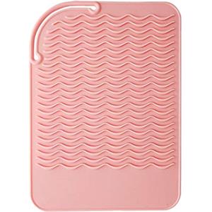Geardeangloow Tappetino di sicurezza in silicone resistente al calore, per piastra capelli, rosa