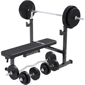 GORILLA SPORTS® Panca Palestra con Supporto Bilanciere - Set 40/70/100 kg, Pieghevole, Manubri, Bilanciere 120/170cm, Dischi Pesi - Panca Multifunzione, Professionale da Fitness a Casa (c) 100kg)