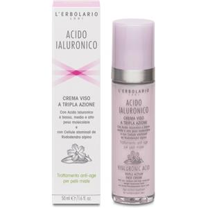 L'Erbolario Crema Viso Acido Ialuronico 50 ml - Trattamento Anti-Age per Pelli Miste con Cellule Staminali