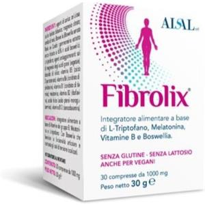AISAL Srl Fibrolix - Integratore Alimentare per Rilassamento Muscolare e Sonno, 30 Compresse con L-Triptofano, Melatonina e Boswellia, Senza Glutine e Lattosio