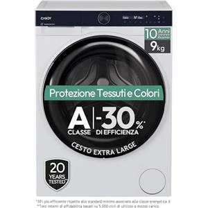 Candy ProWash 700 Lavatrice 9 Kg, Libera Installazione, Carica Frontale, Classe A-30%, 1400 Giri, 16 Programmi, Connessa, Funzione Partenza ritardata, AxLxP 85x60x58 cm, Bianca - BS 49B9-S