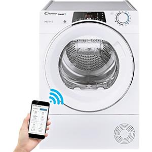 Candy RapidÓ Asciugatrice 9 Kg a Pompa di Calore, Libera Installazione, Classe A++, Connessione Wi-Fi, Controllo da App, Avvio Programmabile, Programma Lana, 59 x 58 x 85 cm, Bianca - ROE H9A2TCEX-S