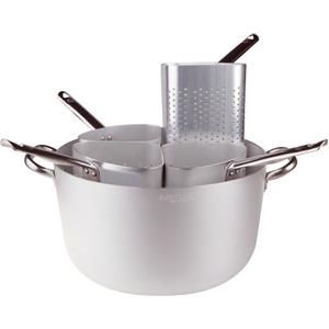 Pentole Agnelli Casseruola Alta 40 cm in Alluminio con 4 Colapasta e Manici Inox