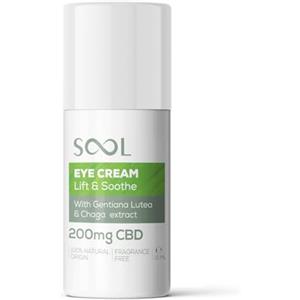 SOOL Crema Contorno Occhi Lift & Soothe 200 mg CBD, 15 ml | Formula Leggera per Occhiaie, Gonfiore e Borse sotto gli Occhi | Ingredienti 100% Naturali | Crema Nutriente e Idratante