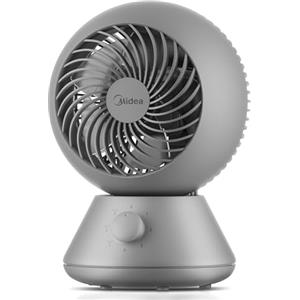 Midea MDF24JG Ventilatore da Tavolo 28dB, Diametro 20 cm per Circolazione Aria, Portata Potente 15m, Oscillazione 90°+90°, 3 Velocità Regolabili, Design Ultra Silenzioso per Camera e Ufficio, Grigio