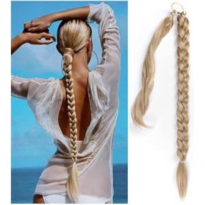Nucalt Capelli Finti (Oro) Coda Capelli Extension Parrucca Bionda Lunga Treccia Finta Capelli Extension Coda Coda Capelli Veri Capelli Treccia per Capelli Coda Alta Coda Finta