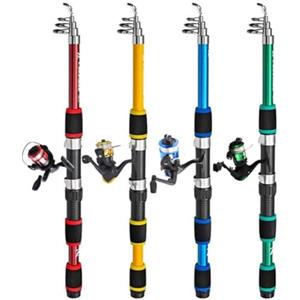 DAZZLEEX Kit completo di attrezzi da pesca telescopico leggero con canna, mulinello e borsa portaoggetti (verde)