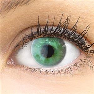 GLAMLENS Lenti a contatto colorate verdi Valencia Green - mensili - con porta lenti a contatto - verde naturali in silicone idrogel - 2 pezzi - DIA 14,20 - senza correzione 0.00 diottrie