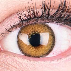 GLAMLENS Lenti a contatto colorate marrone chiaro Mirel Brown - mensili - con porta lenti a contatto - marroni naturale in silicone idrogel - 2 pezzi - DIA 14.0 - senza correzione 0.00 diottrie