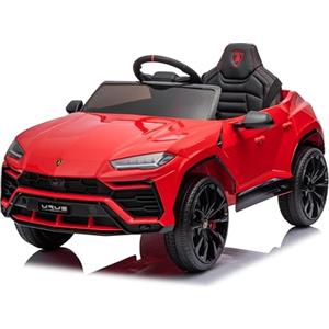 Mondial Toys Macchina Elettrica Per Bambini Lamborghini Urus con Sedile in Pelle Auto Elettrica 12V per Bambini Full Optional Rosso