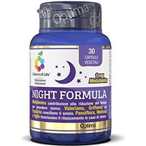 Colours Of Life Night Formula - Integratore Di Melatonina, Valeriana, Passiflora E Melissa - 30 Capsule Vegetali