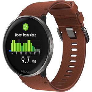 Polar Smartwatch con GPS per Fitness e Benessere, Display AMOLED, Activity Tracker 24/7, allenamenti Personalizzati e Guida vocale in Tempo Reale, Titanium Leather Bronze, S-L, Ignite 3