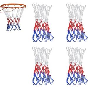 VVHFXD 4 Pezzi Rete per Canestro, 12 Anelli, Rete da Basket di Ricambio, Rete di Ricambio in Nylon, Adatta per Campi da Basket Standard Interni Ed esterni