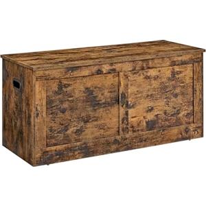 VASAGLE Panca Contenitore, Cassapanca, con 2 Cerniere di Sicurezza, Panca Scarpiera, 40 x 100 x 46,5 cm, per Ingresso Camera da Letto Soggiorno, Marrone Vintage LSB164K01