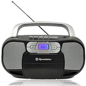 Roadstar RCR-4635UMP/BK Radio CD Portatile Cassette, Radio Digitale PLL FM, Boombox Lettore CD-MP3, USB, AUX-IN, Uscita cuffie, Nero