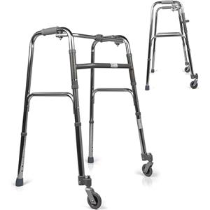 App Life Deambulatore per Anziani in Alluminio Leggero 2 Ruote Piroettanti - Dispositivo medico di classe I - Pieghevole Regolabile in Altezza - Girello per Anziani