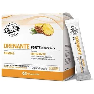 Marco Viti Drenante Forte Ananas - Integratore Drenante e Antiossidante, 28 Stick Senza Zuccheri